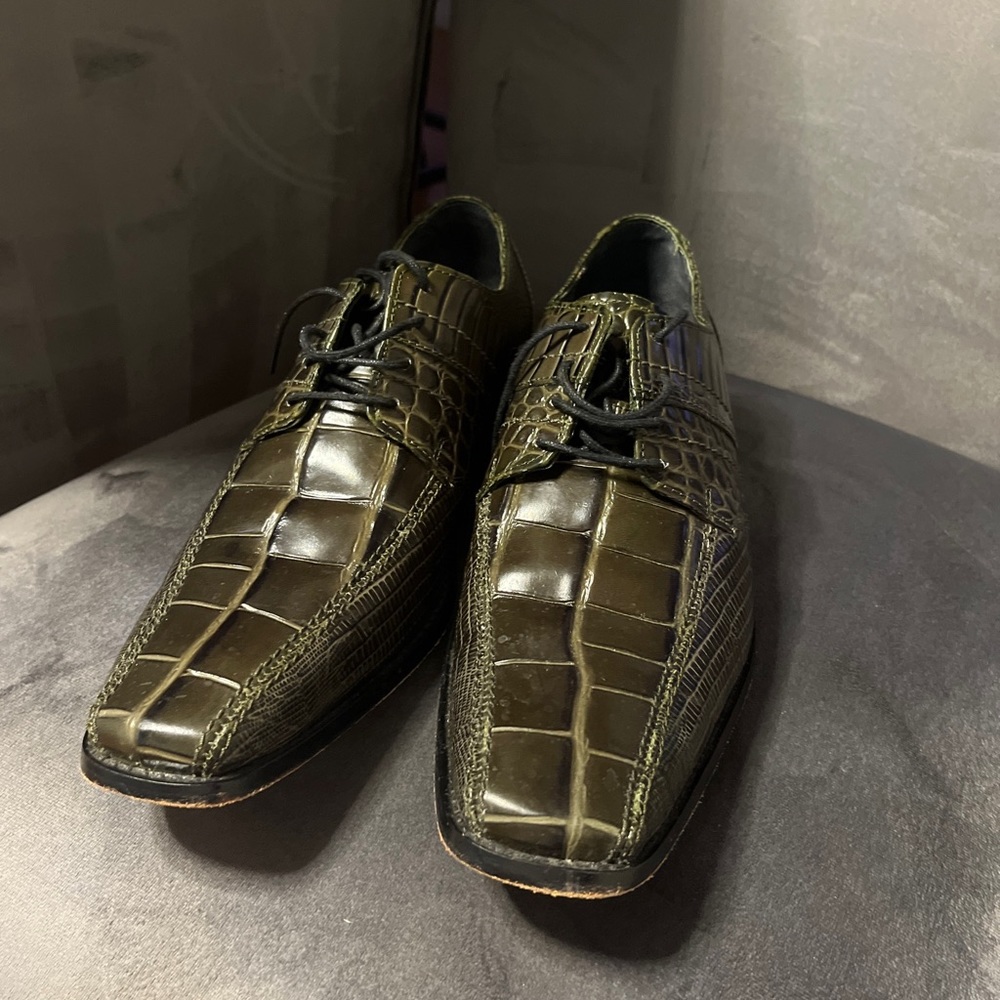 Stacy Adams Green Gator Lace Up Front Oxford